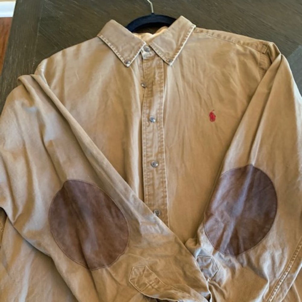 Ralph Lauren Brown Classic Fit Suede Elbow Patch L